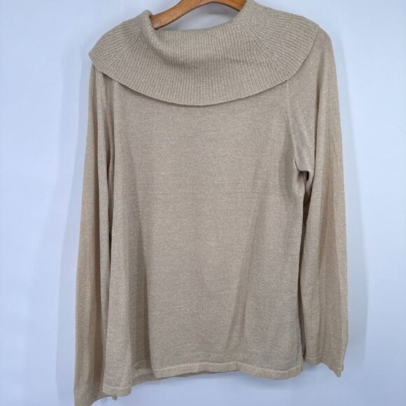 Judith Hart Collection size XL gold Metallic Knit cowl neck Sweater womens - Picture 9 of 10